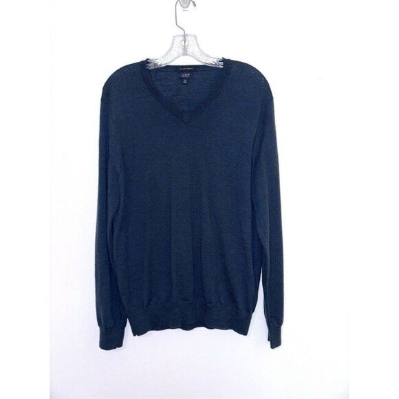 J.Crew Teal Sweater Men’s Medium 100% Italian Merino Wool V Neck Long Sleeve - Picture 1 of 4